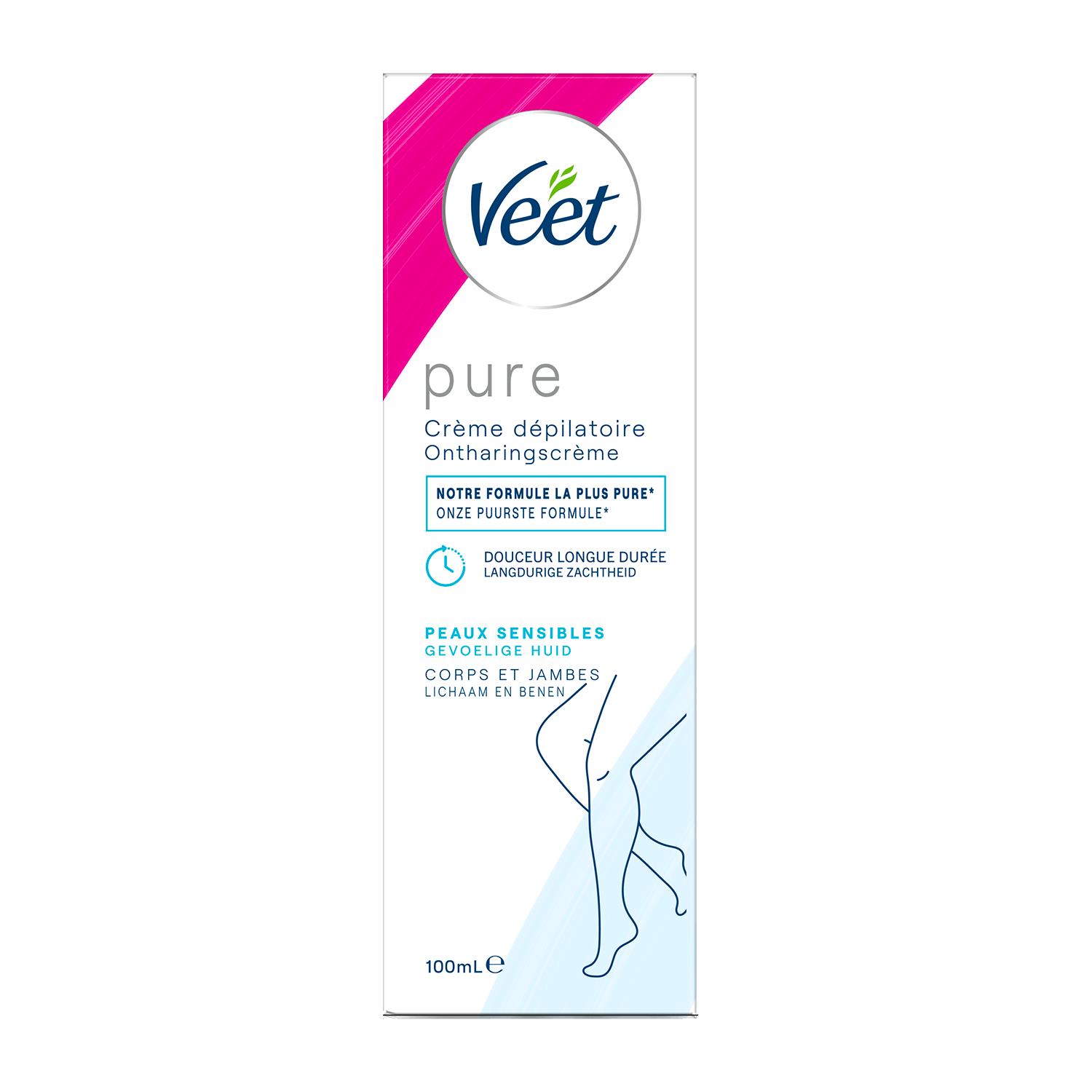 Crème dépilatoire peaux sensibles – Jambes et Corps - Veet Pure – 100ml | Veet